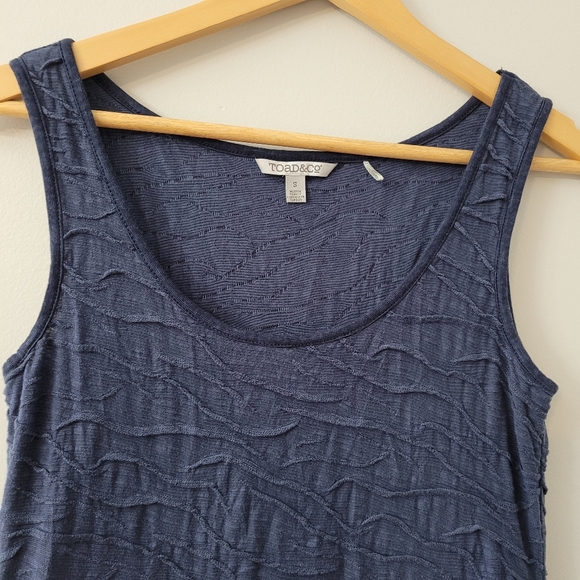 Indigo Blue Organic Cotton Wave Tank Dress Size S,  Toad & Co - Picture 3 of 10